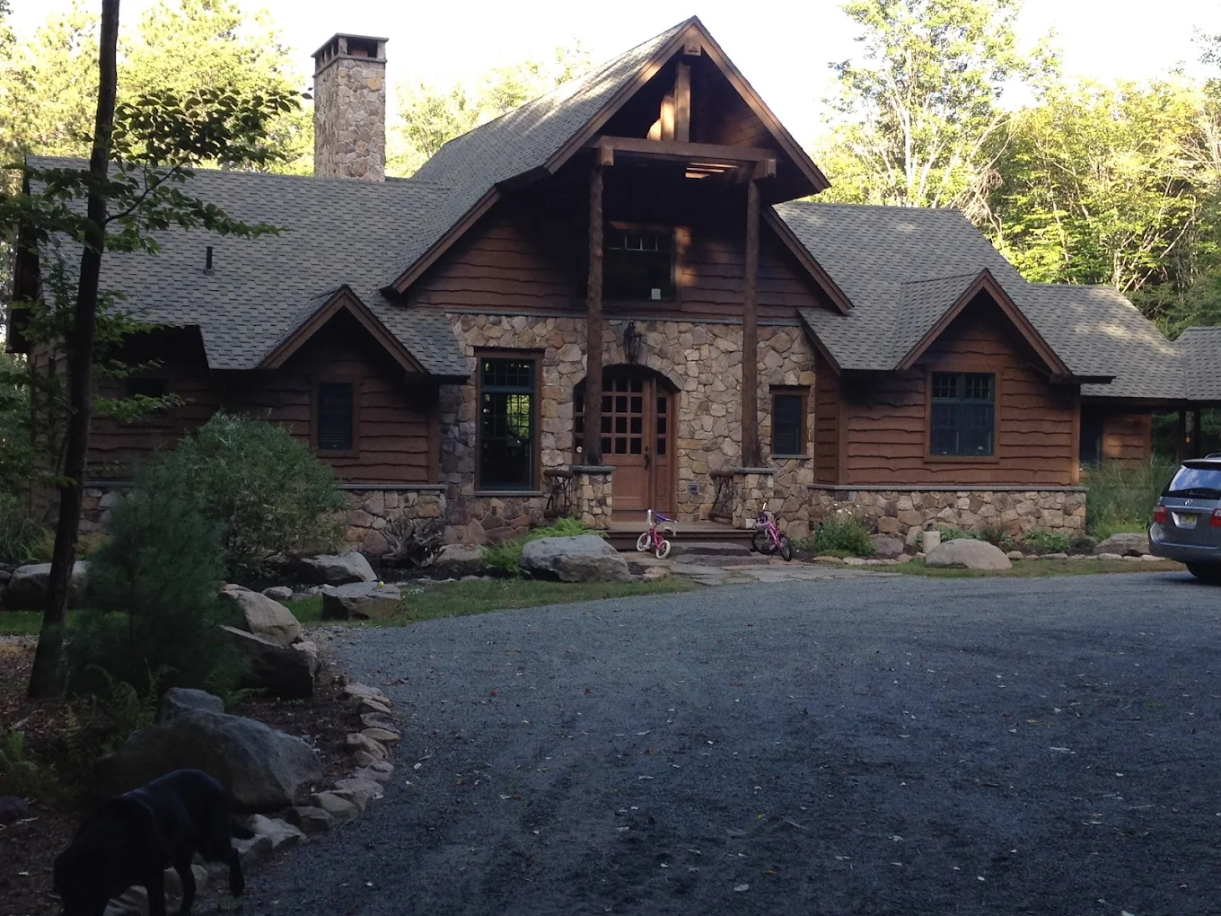 Custom stone and timber home built by Aspen Built in Northern New Jersey